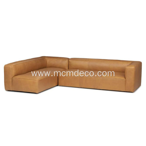 Mello Taos Tan Leather Left Sectional Sofa